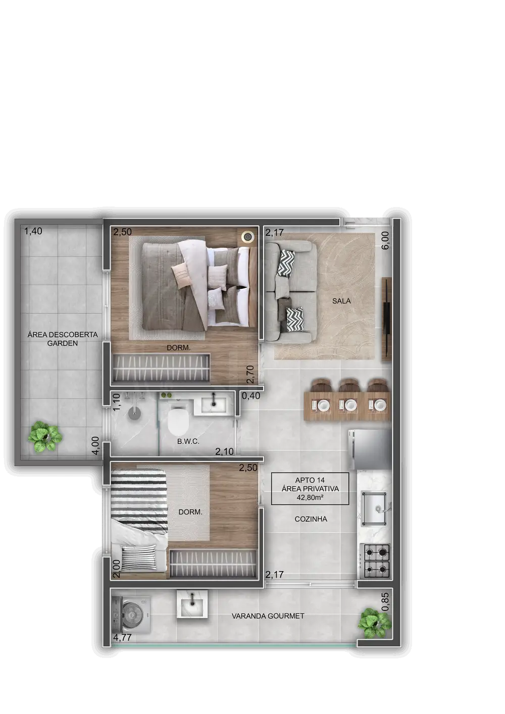 Apartamento à venda com 40m², 2 quartos sem vaga - 4