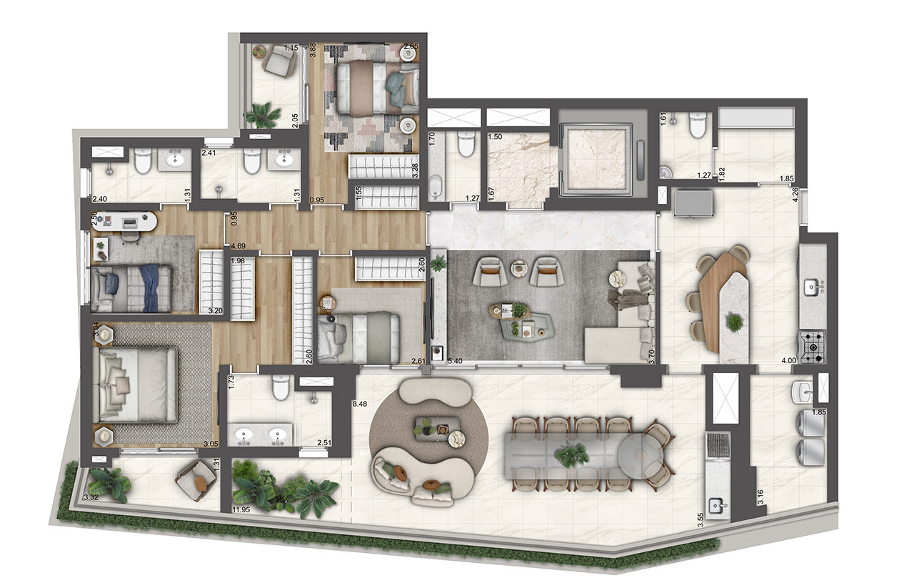 Apartamento à venda com 190m², 4 quartos com vaga - 16