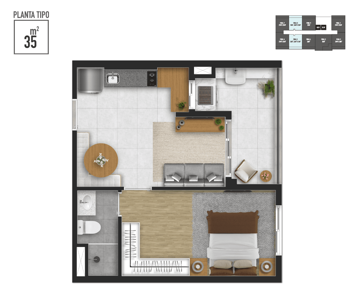 Apartamento à venda com 35m², 1 quarto sem vaga - 19