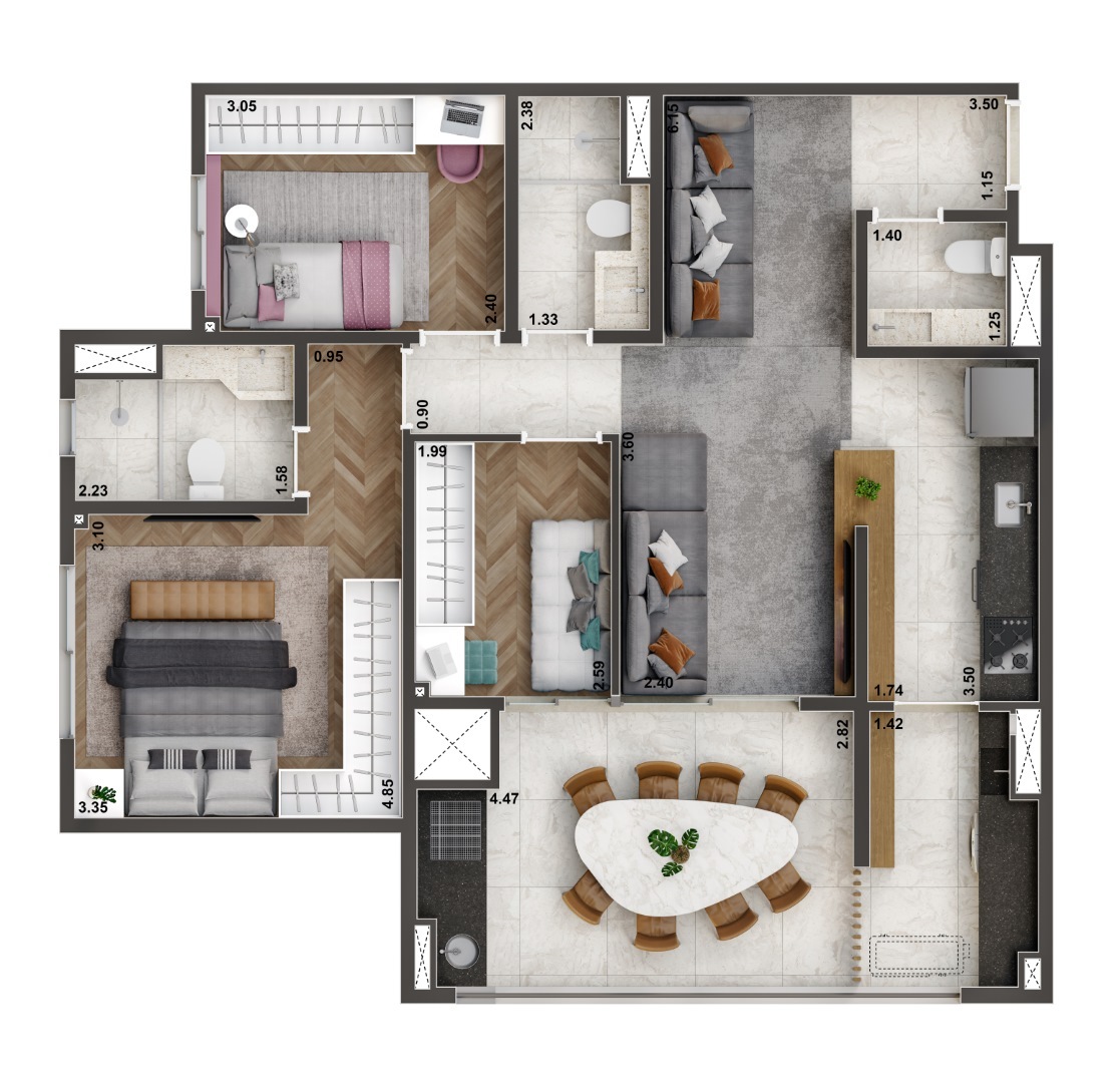 Apartamento à venda com 84m², 3 quartos com vaga - 13