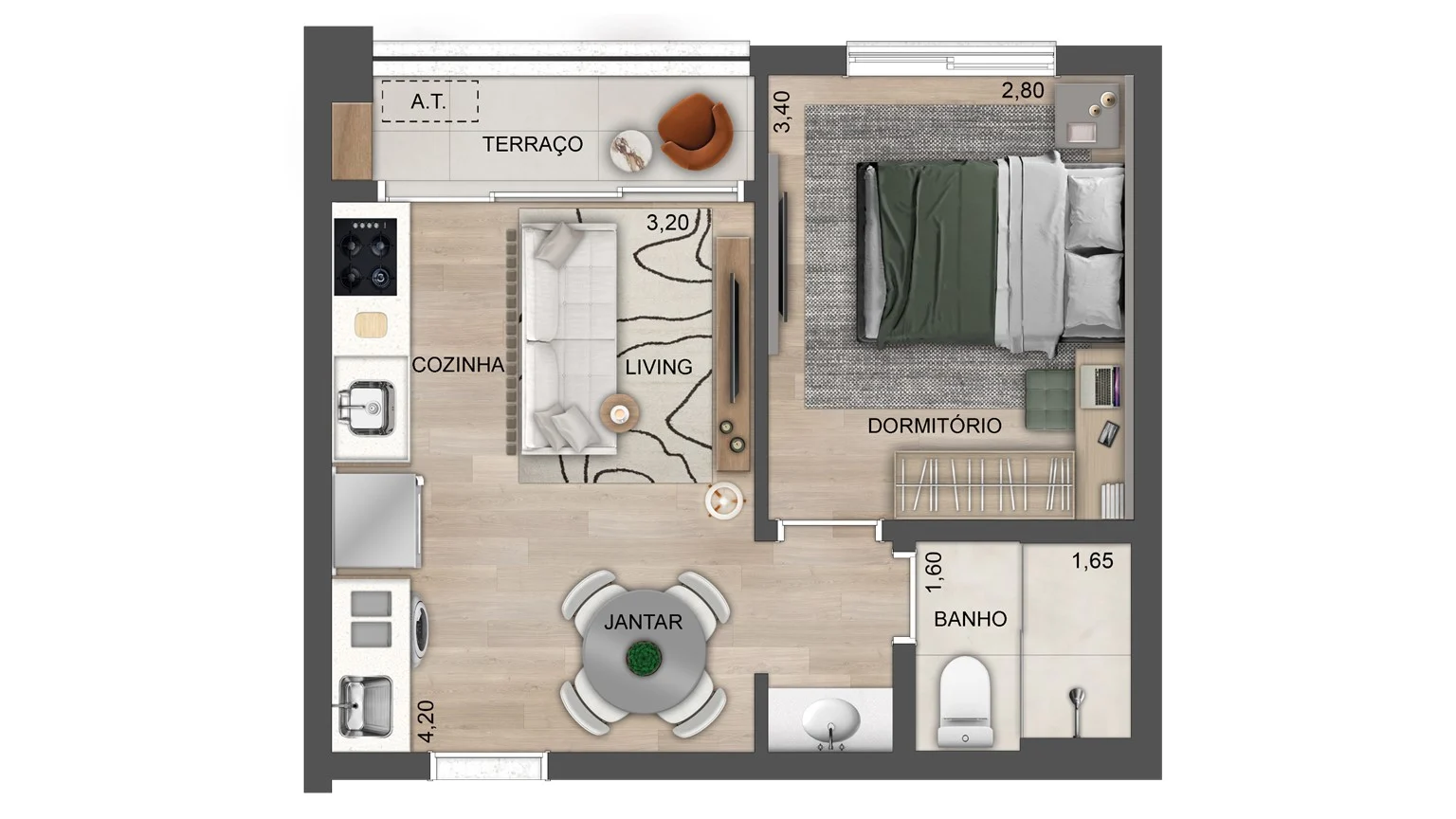 Apartamento à venda com 35m², 1 quarto sem vaga - 16