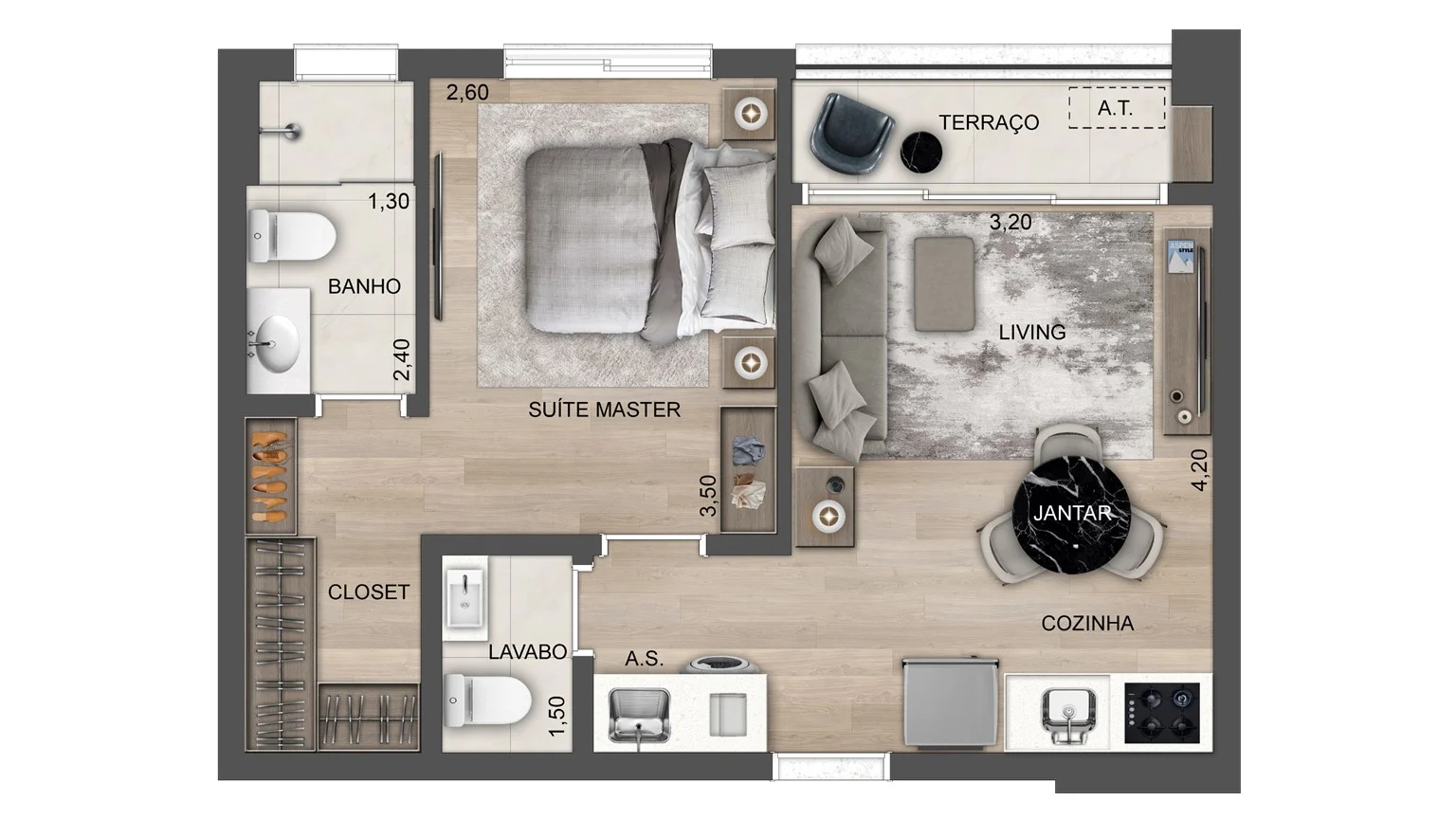 Apartamento à venda com 42m², 1 quarto com vaga - 16