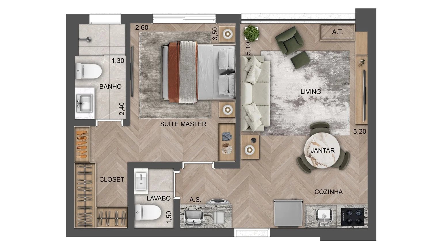 Apartamento à venda com 42m², 1 quarto com vaga - 17