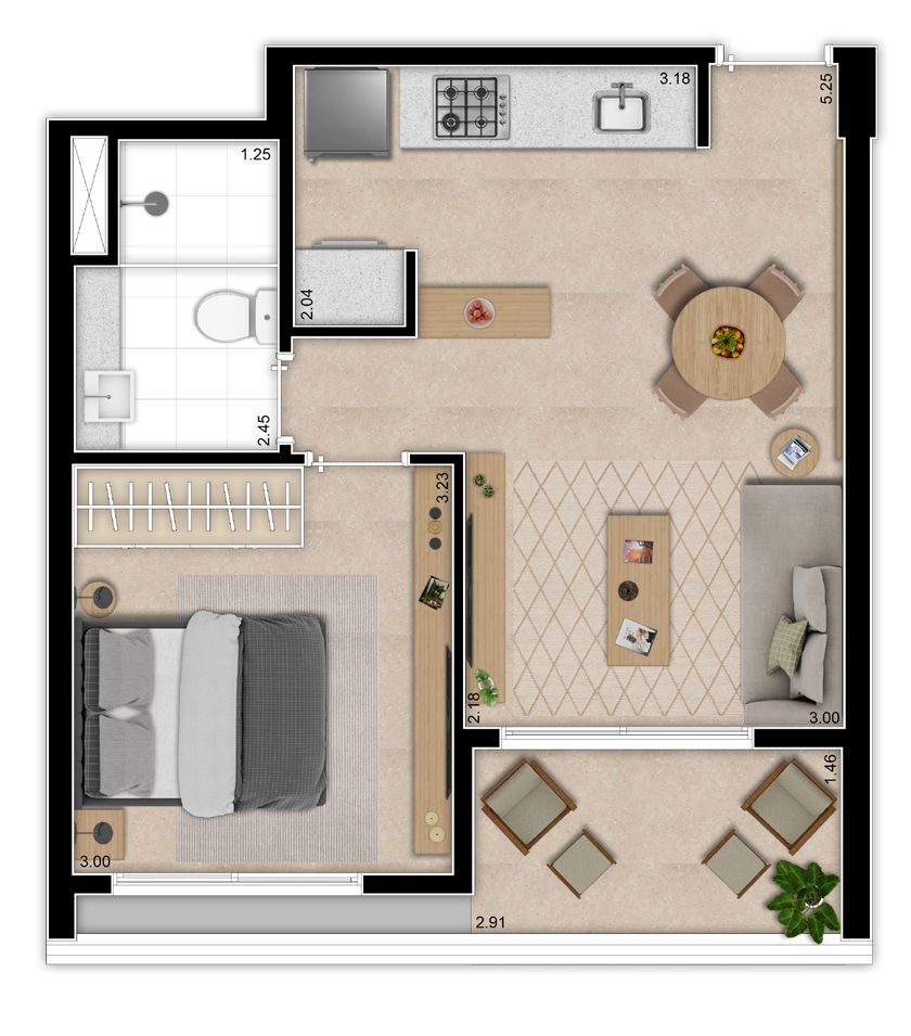 Apartamento à venda com 45m², 1 quarto com vaga - 18