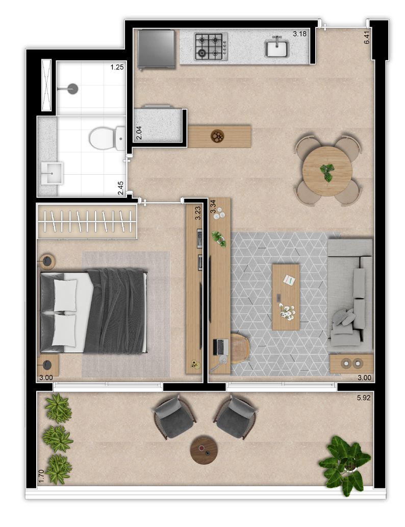 Apartamento à venda com 53m², 1 quarto sem vaga - 18