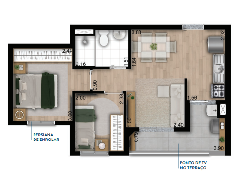 Apartamento à venda com 43m², 2 quartos com vaga - 21