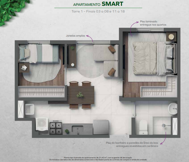 Apartamento à venda com 34m², 2 quartos sem vaga - 18