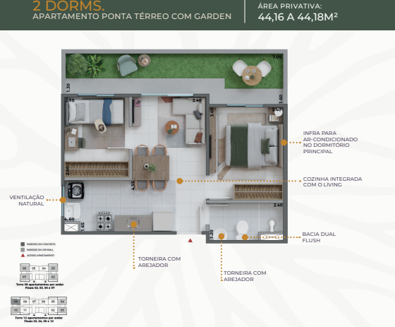 Apartamento à venda com 44m², 2 quartos com vaga - 23