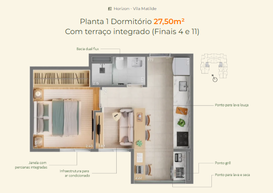 Apartamento à venda com 27m², 1 quarto sem vaga - 30