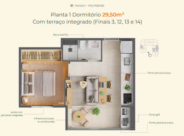 Apartamento à venda com 29m², 1 quarto sem vaga - 30