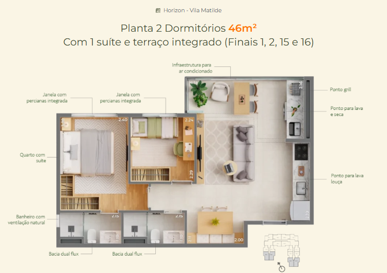 Apartamento à venda com 46m², 2 quartos com vaga - 30