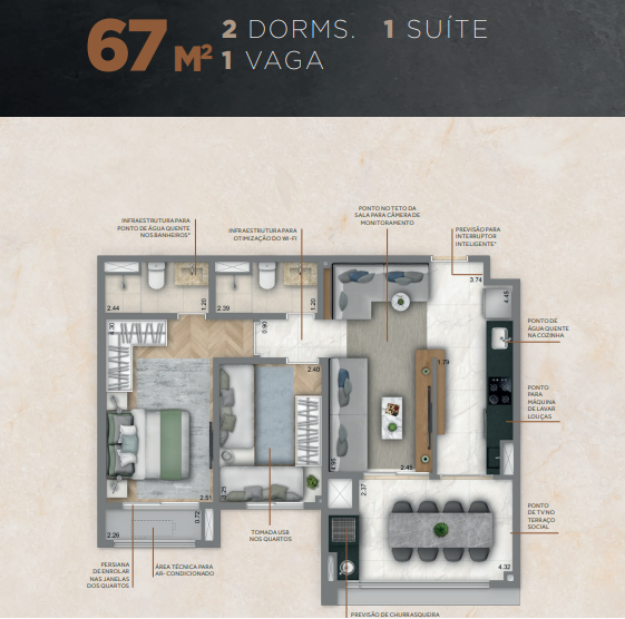 Apartamento à venda com 67m², 2 quartos com vaga - 15