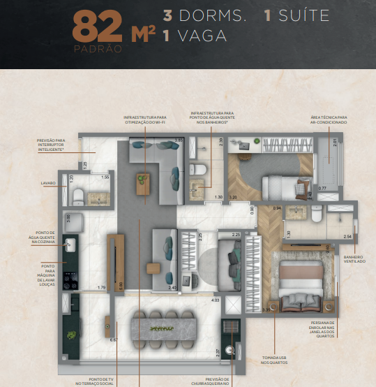 Apartamento à venda com 82m², 3 quartos com vaga - 15
