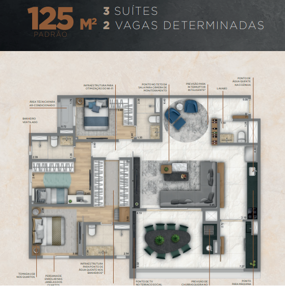 Apartamento à venda com 125m², 3 quartos com vaga - 15