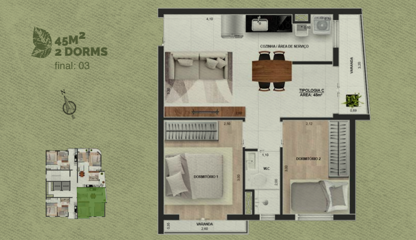 Apartamento à venda com 45m², 2 quartos sem vaga - 43