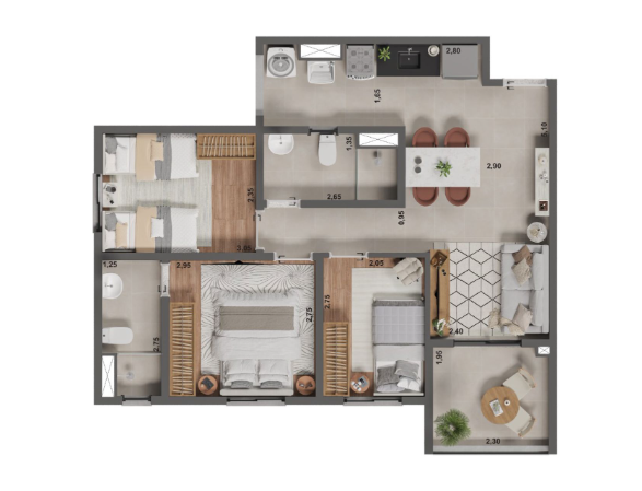 Apartamento à venda com 63m², 3 quartos com vaga - 14