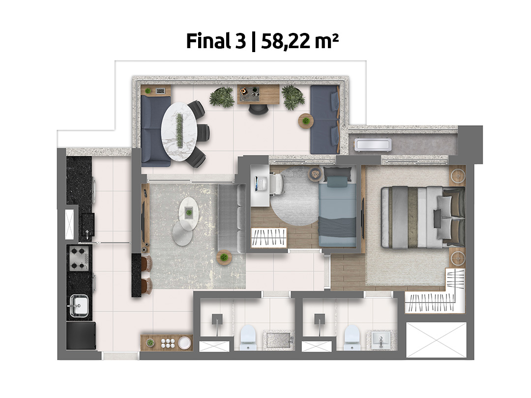 Apartamento à venda com 58m², 2 quartos com vaga - 16