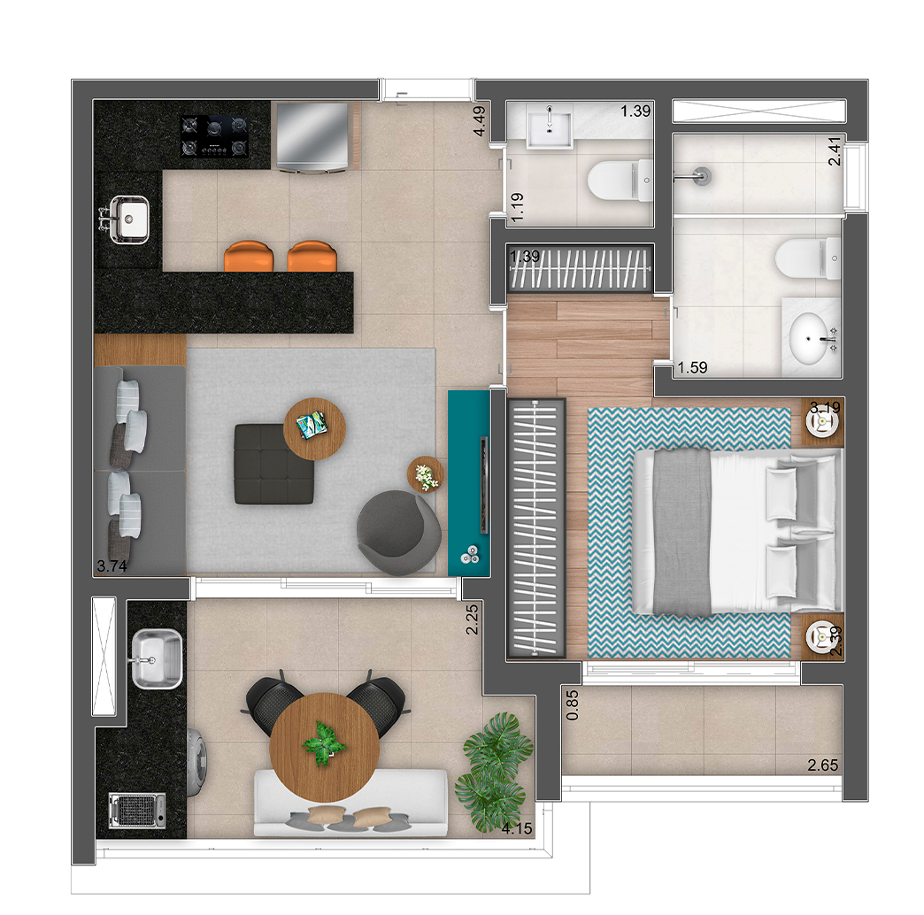 Apartamento à venda com 52m², 1 quarto com vaga - 22