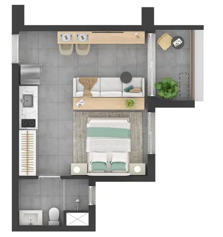 Studio à venda com 30m², 0 quartos sem vaga - 21