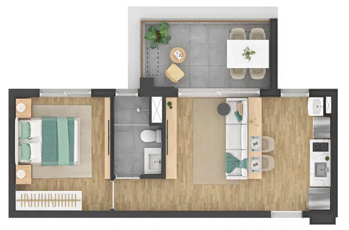 Apartamento à venda com 42m², 1 quarto com vaga - 21