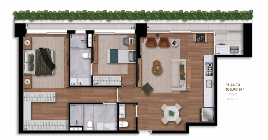 Apartamento à venda com 105m², 2 quartos com vaga - 25