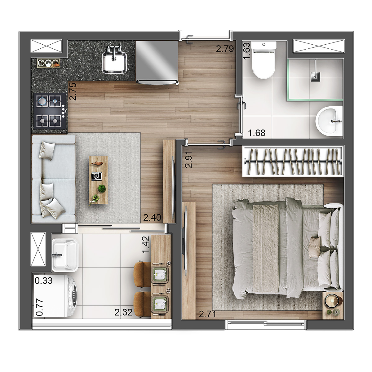 Apartamento à venda com 26m², 1 quarto sem vaga - 25