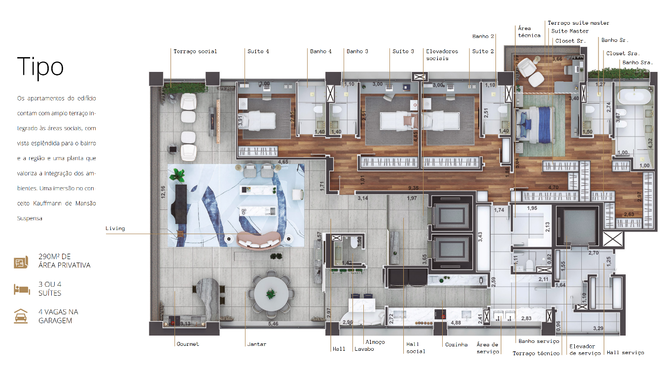 Apartamento à venda com 290m², 4 quartos com vaga - 14