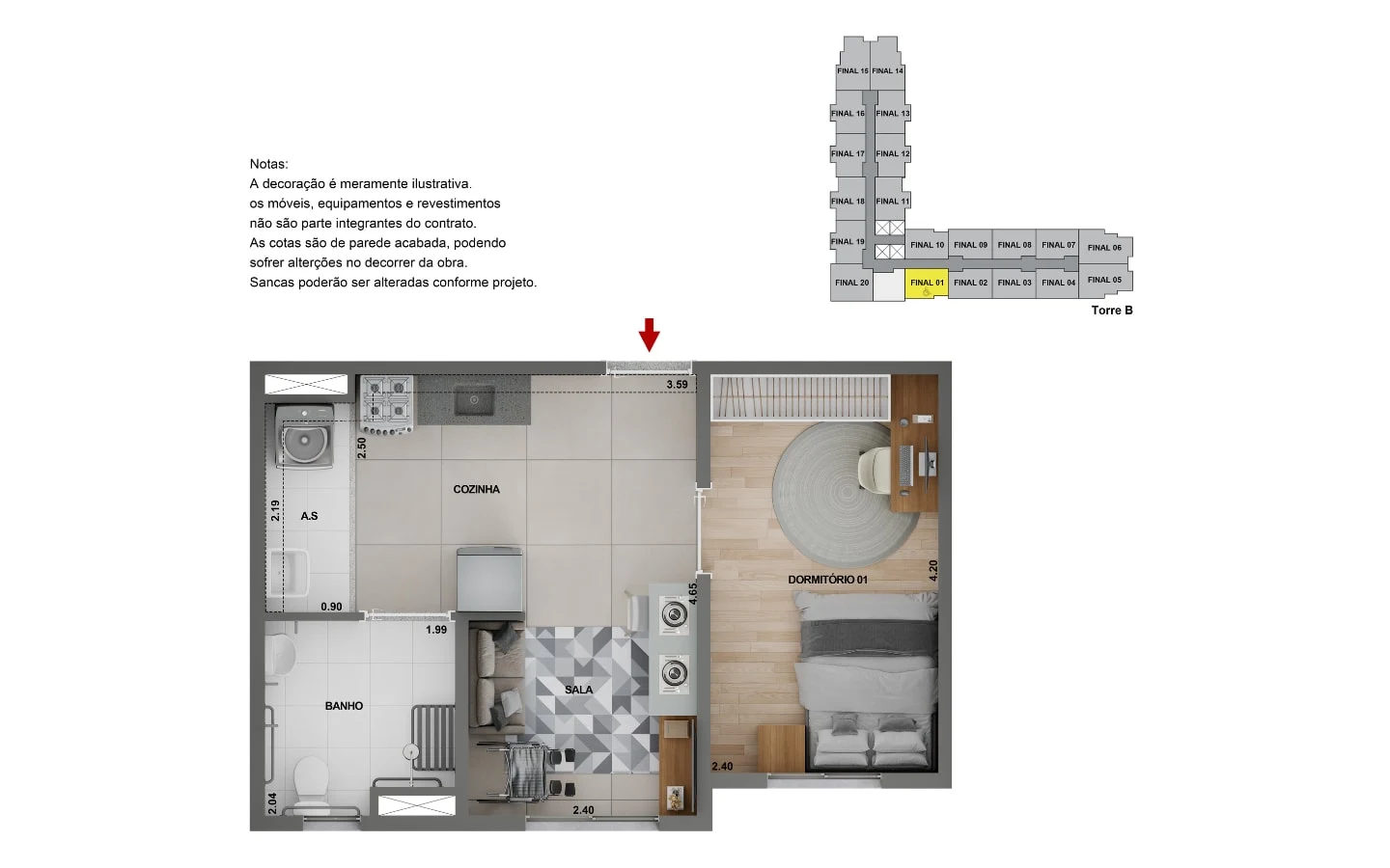Apartamento à venda com 35m², 1 quarto sem vaga - 20