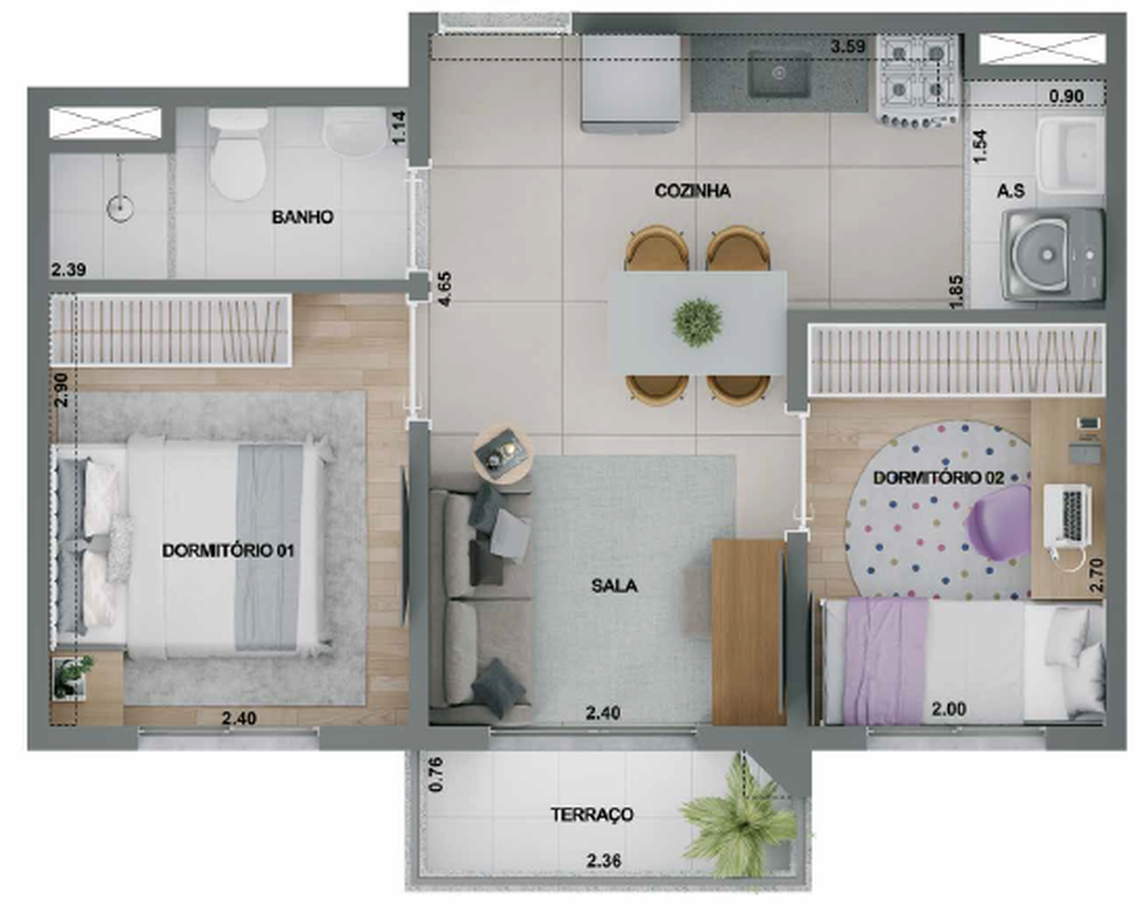 Apartamento à venda com 36m², 2 quartos sem vaga - 20