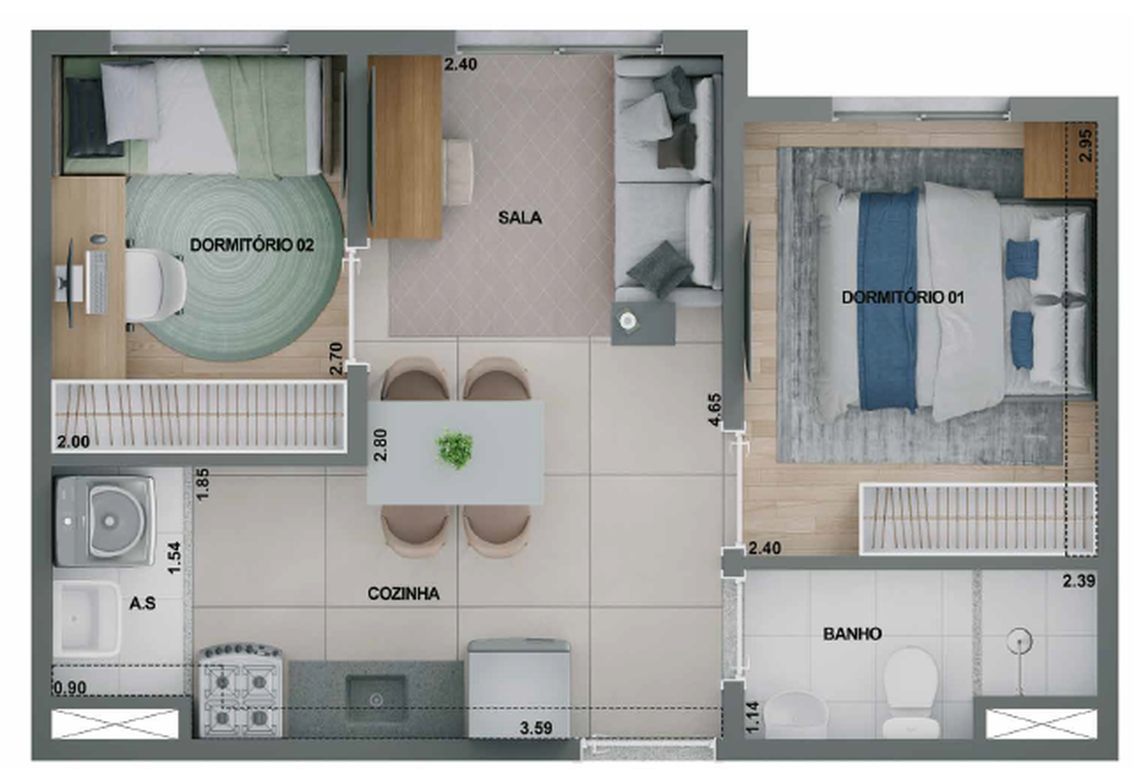 Apartamento à venda com 34m², 2 quartos sem vaga - 20