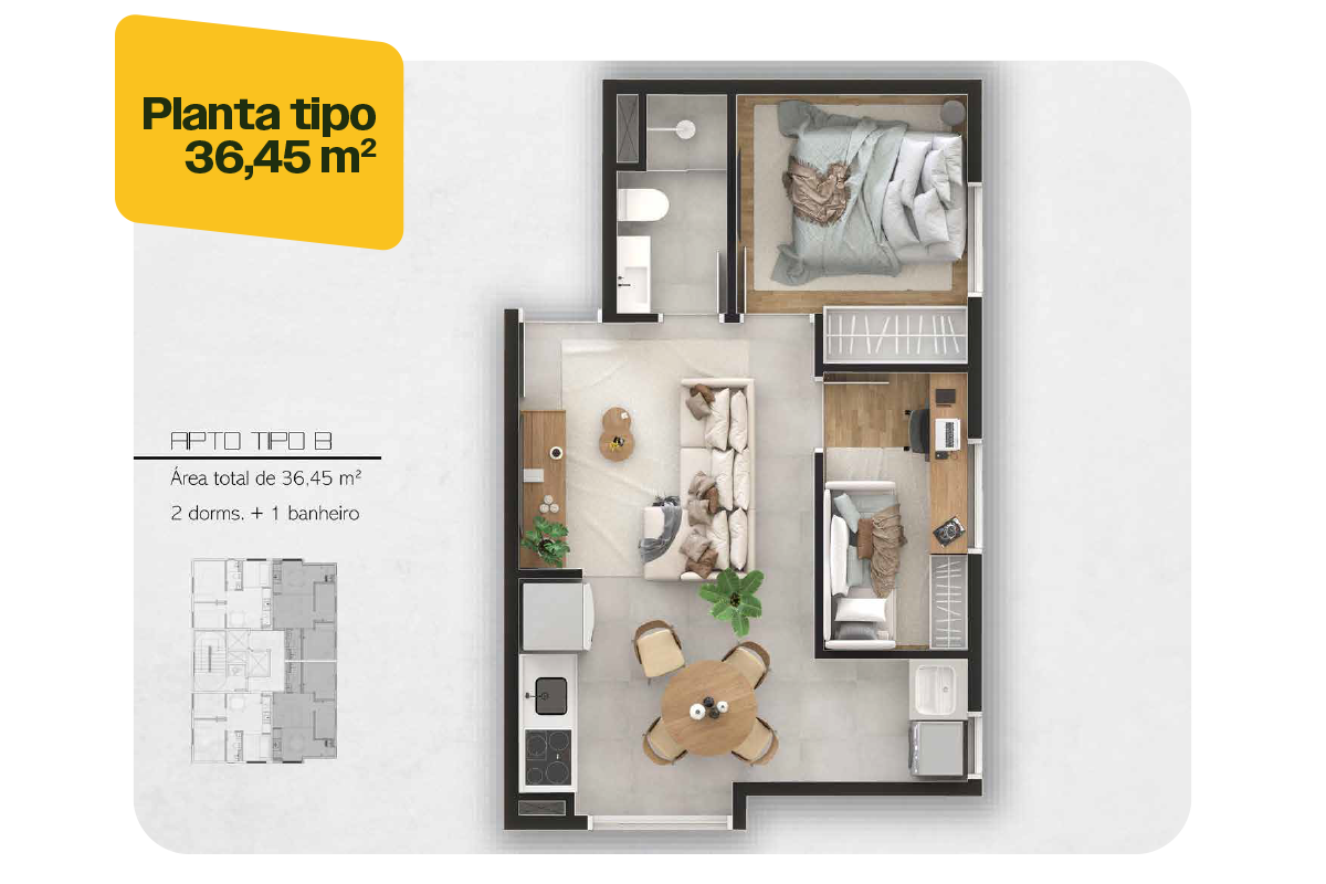 Apartamento à venda com 36m², 2 quartos sem vaga - 16