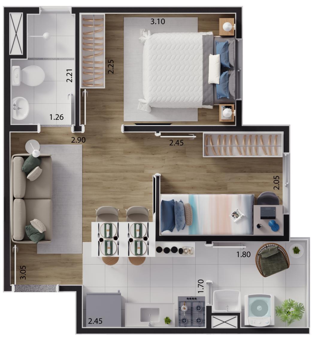 Apartamento à venda com 33m², 2 quartos sem vaga - 13