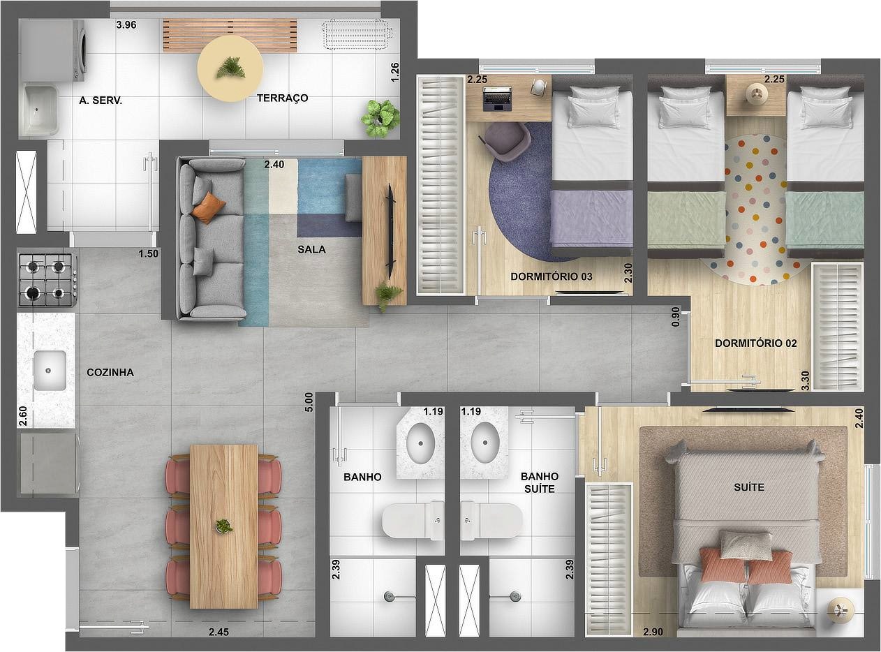 Apartamento à venda com 56m², 3 quartos com vaga - 21