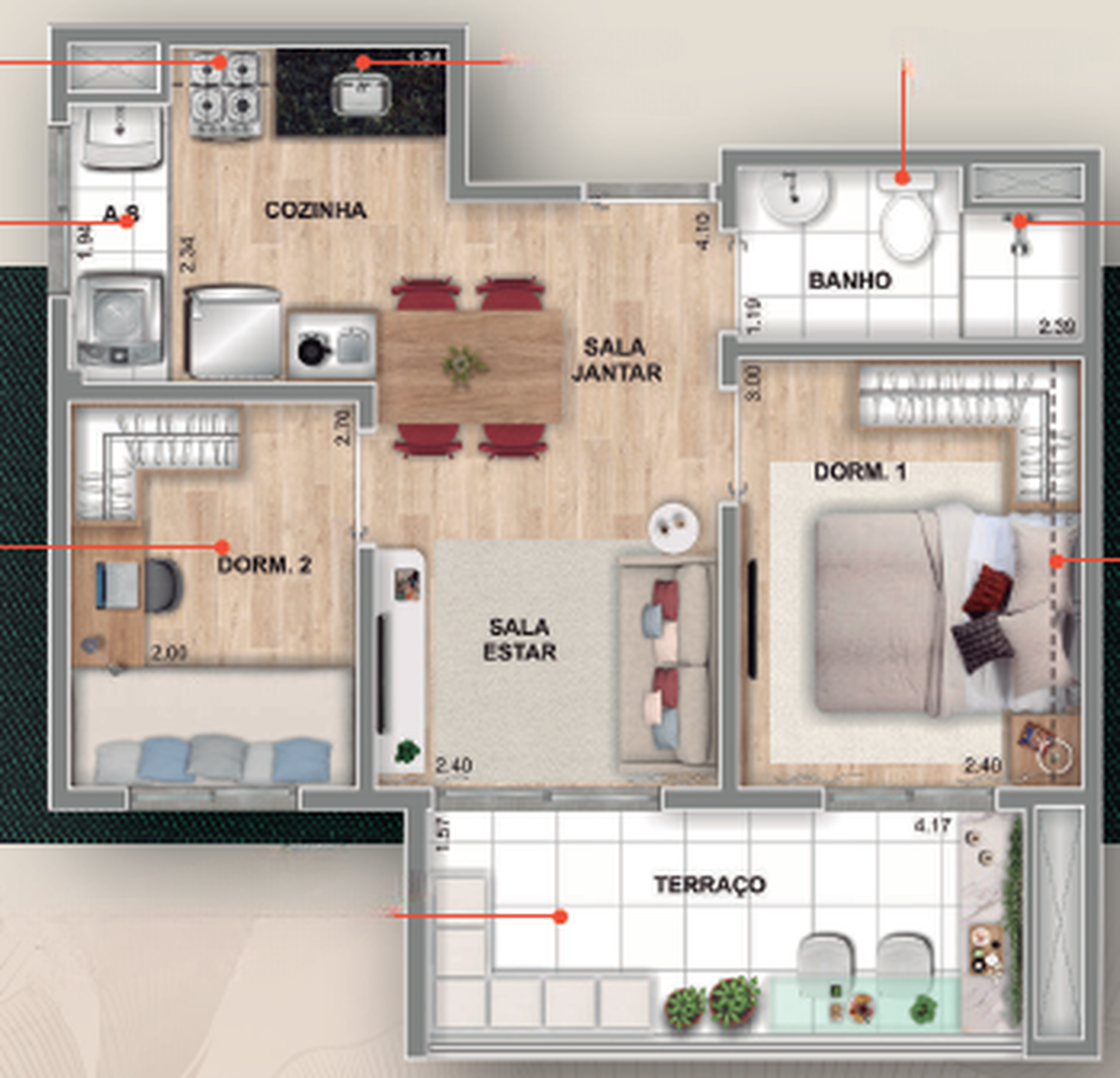 Apartamento à venda com 46m², 2 quartos sem vaga - 16
