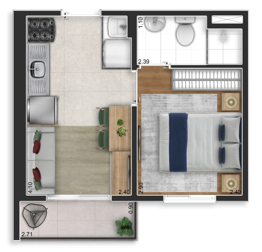 Apartamento à venda com 25m², 1 quarto sem vaga - 29