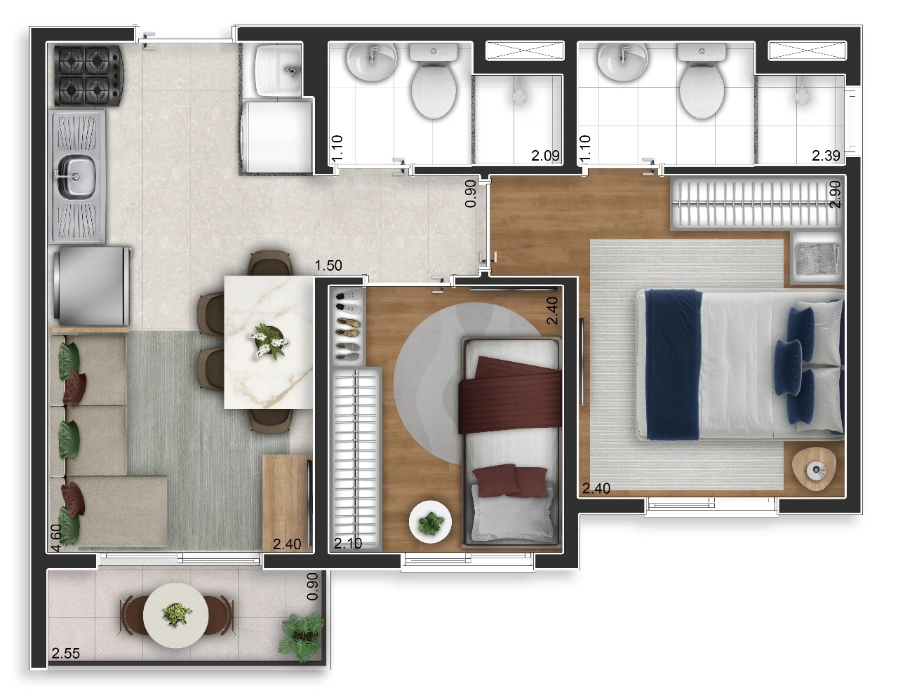 Apartamento à venda com 37m², 2 quartos sem vaga - 30