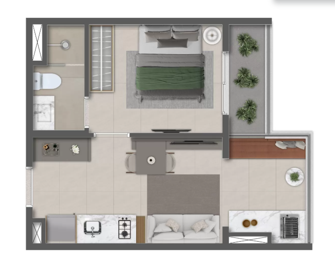 Apartamento à venda com 30m², 1 quarto sem vaga - 32