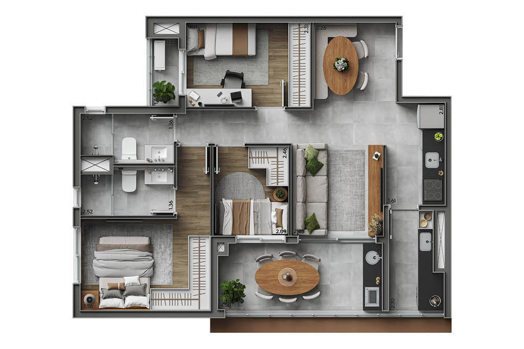 Apartamento à venda com 76m², 3 quartos com vaga - 23