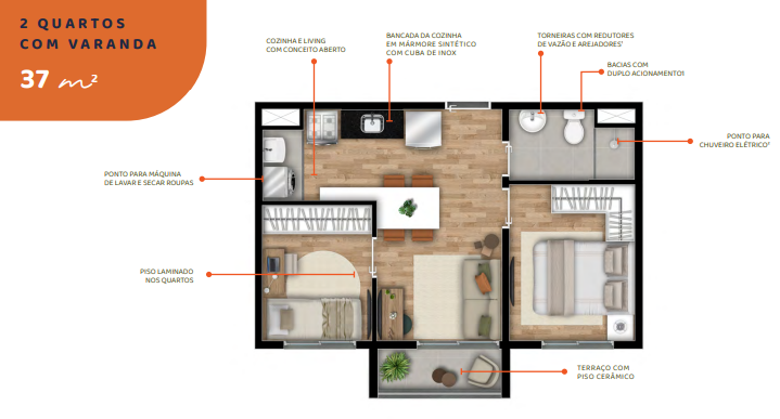 Apartamento à venda com 37m², 2 quartos sem vaga - 19