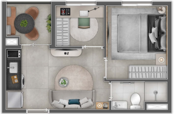 Apartamento à venda com 29m², 1 quarto sem vaga - 14