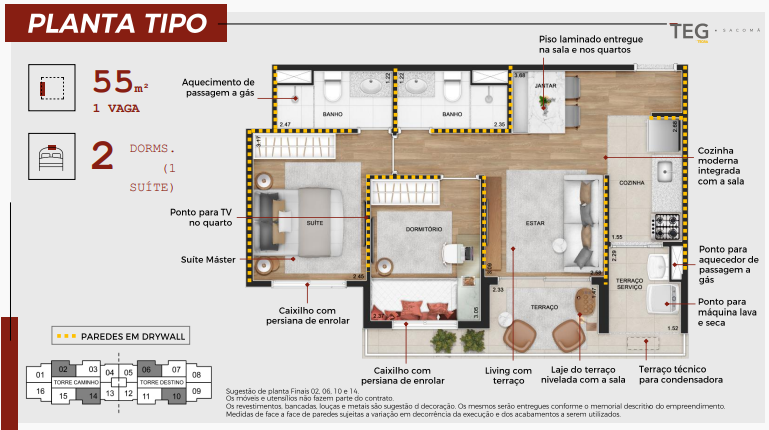 Apartamento à venda com 55m², 2 quartos com vaga - 22