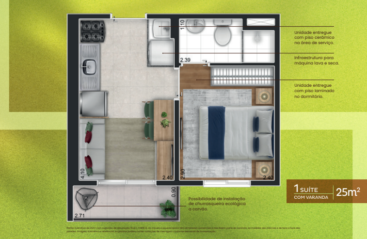 Apartamento à venda com 25m², 1 quarto sem vaga - 21