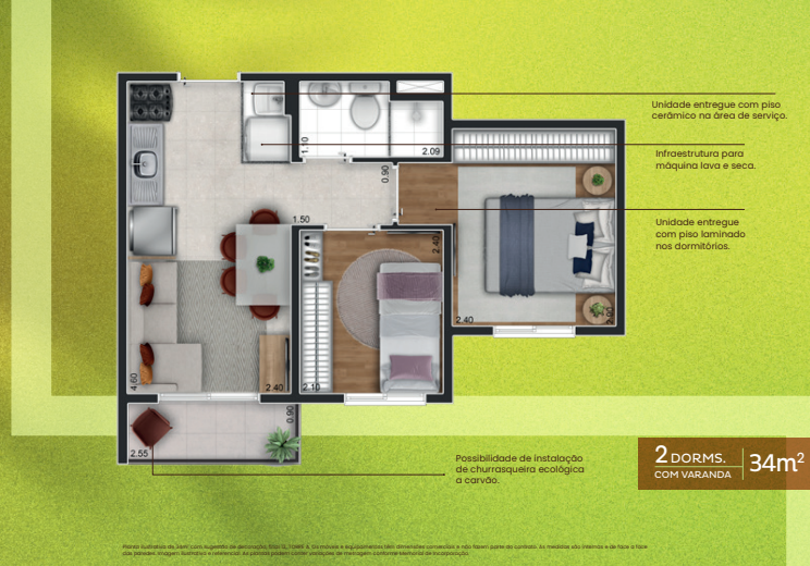 Apartamento à venda com 34m², 2 quartos sem vaga - 21