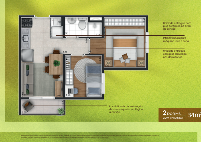 Apartamento à venda com 34m², 2 quartos sem vaga - 22