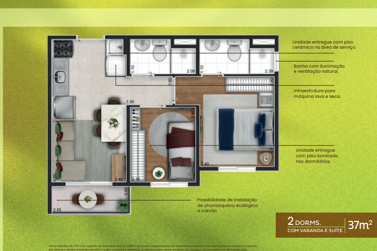 Apartamento à venda com 37m², 2 quartos sem vaga - 21