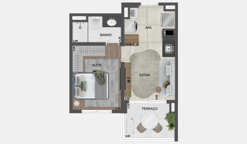 Apartamento à venda com 34m², 1 quarto sem vaga - 33
