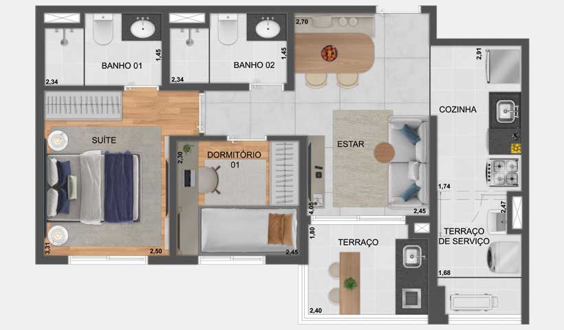 Apartamento à venda com 56m², 2 quartos com vaga - 33