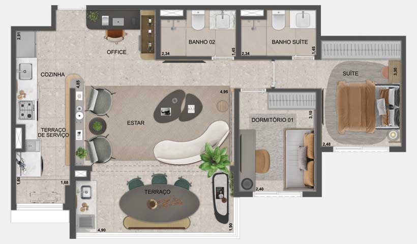 Apartamento à venda com 76m², 3 quartos com vaga - 34