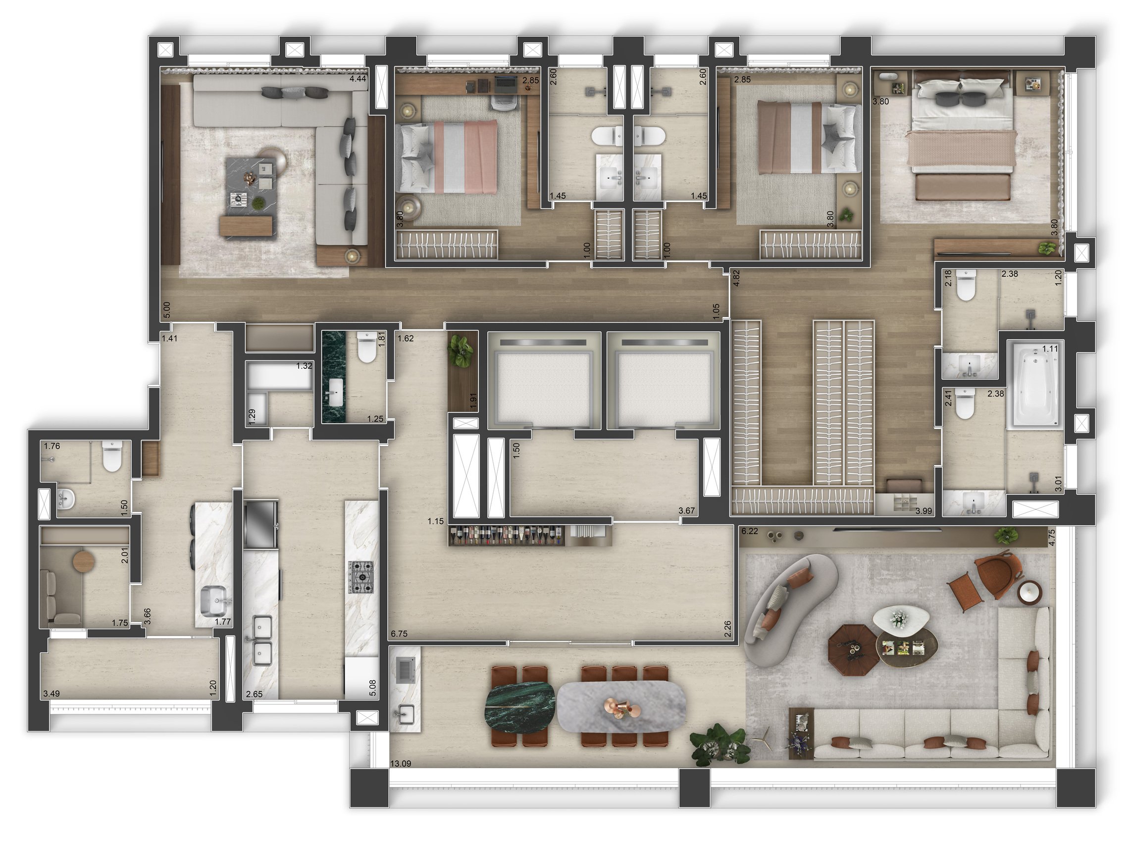 Apartamento à venda com 263m², 4 quartos com vaga - 32