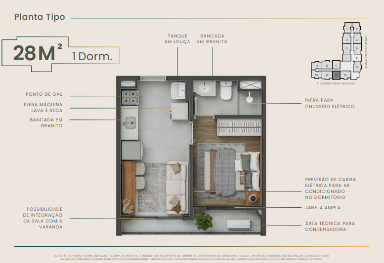 Apartamento à venda com 28m², 1 quarto sem vaga - 26